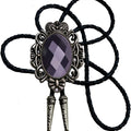 Moranse Bolo Tie Natural Colors Stone Western Celtic Style Genuine and Cowhide Rope, Black, One Size