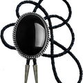 Moranse Bolo Tie With Emerald Blue and Black or More Colors Stone Celtic Style Genuine and Cowhide Rope