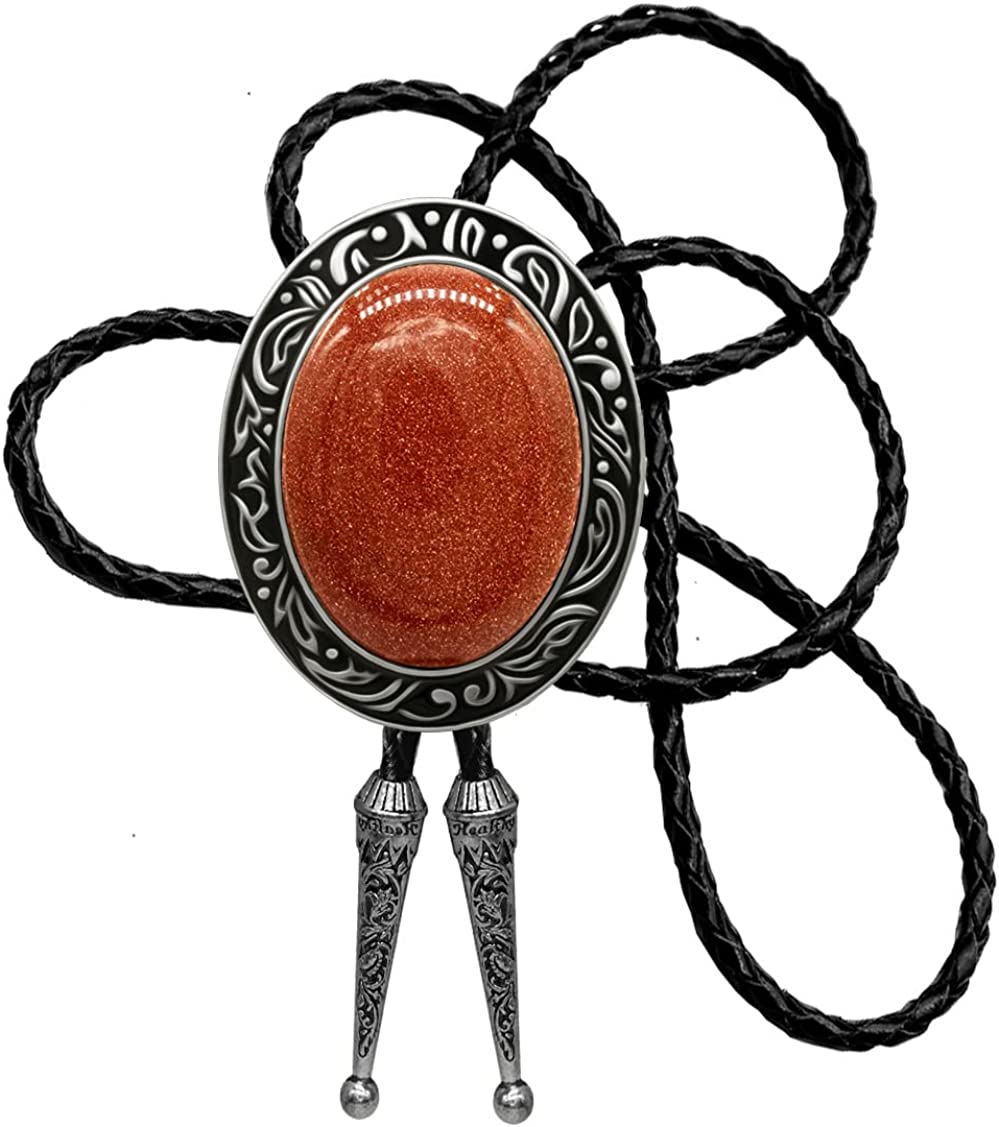 Moranse Bolo Tie Natural Colors Stone Western Celtic Style Genuine and Cowhide Rope