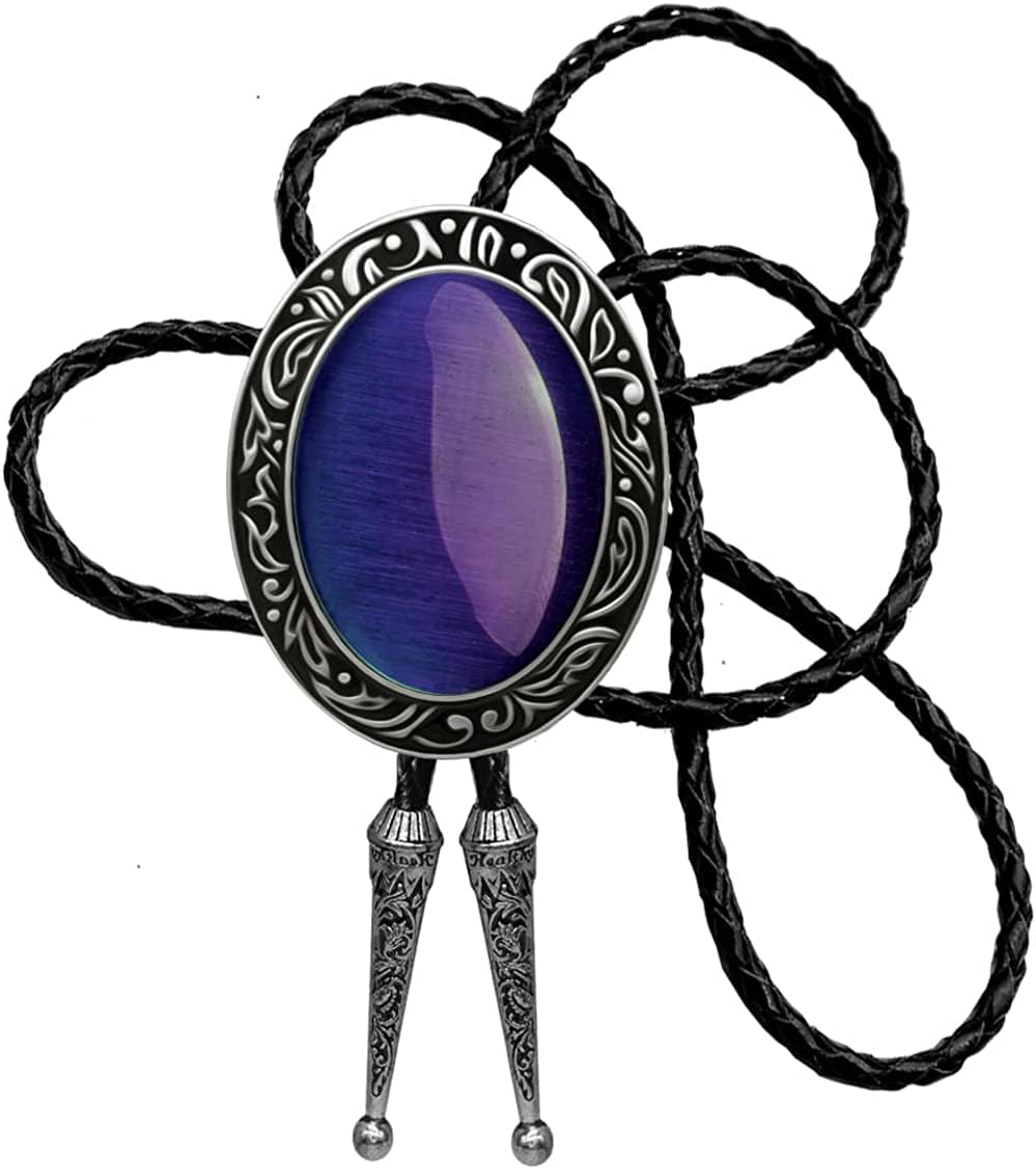 Moranse Bolo Tie Natural Colors Stone Western Celtic Style Genuine and Cowhide Rope