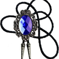 Moranse Bolo Tie Natural Colors Stone Western Celtic Style Genuine and Cowhide Rope, Black, One Size