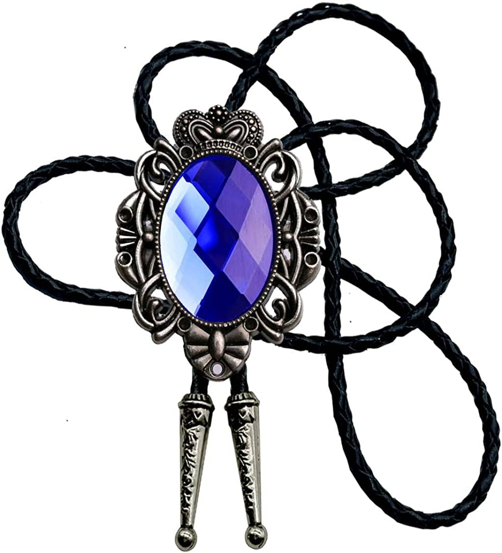 Moranse Bolo Tie Natural Colors Stone Western Celtic Style Genuine and Cowhide Rope