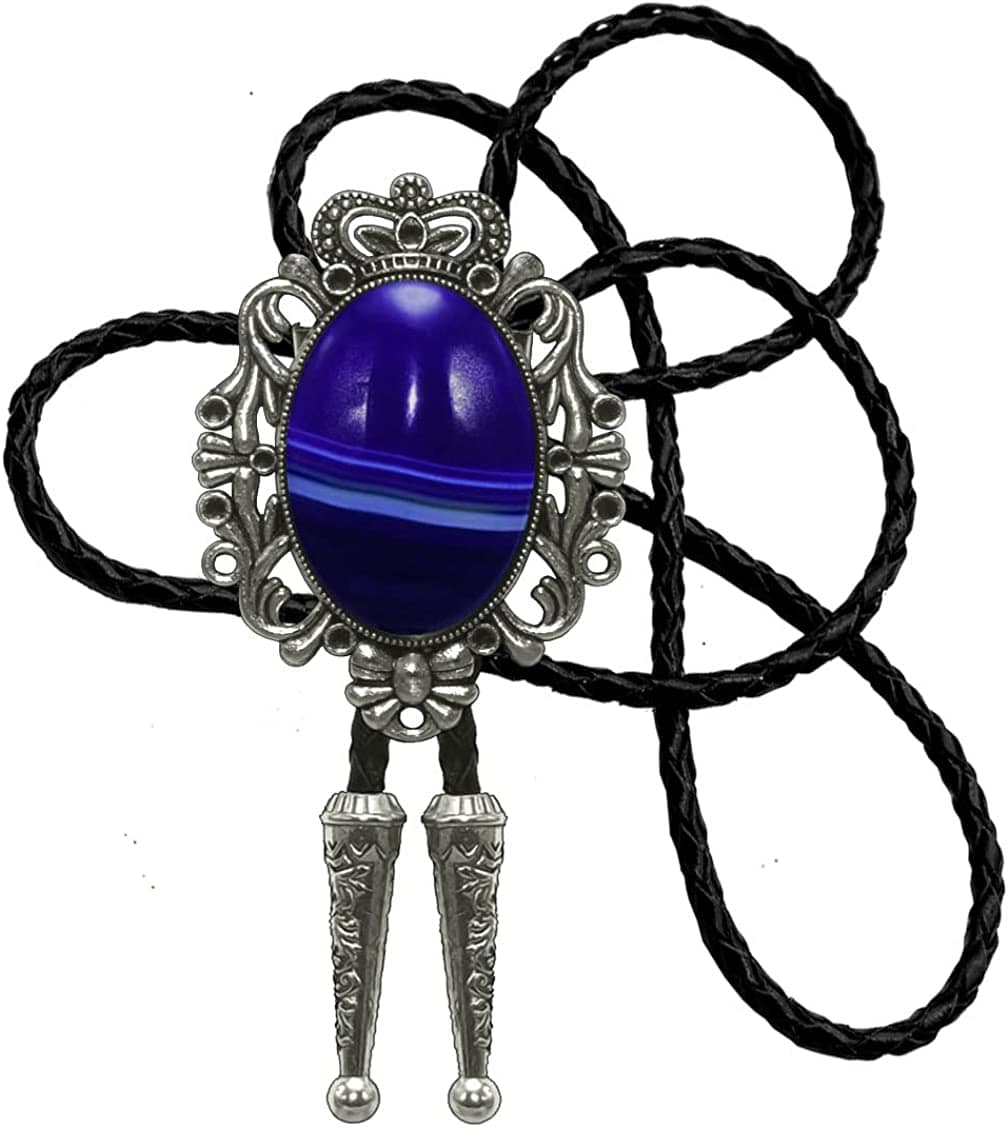 Moranse Bolo Tie Natural Colors Stone Western Celtic Style Genuine and Cowhide Rope