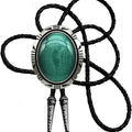 Moranse Bolo Tie With Emerald Blue and Black or More Colors Stone Celtic Style Genuine and Cowhide Rope