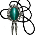 Moranse Bolo Tie Natural Colors Stone Western Celtic Style Genuine and Cowhide Rope, Black, One Size