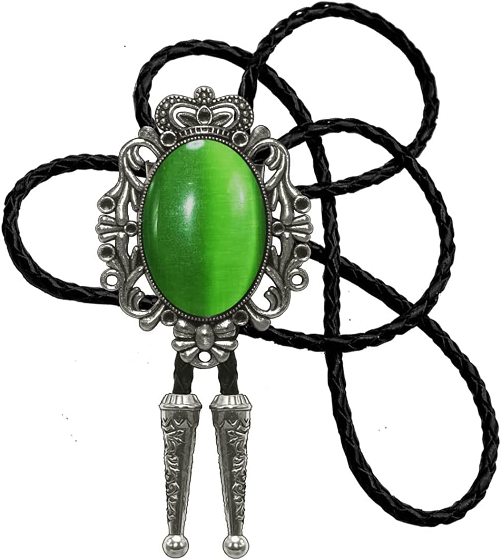 Moranse Bolo Tie Natural Colors Stone Western Celtic Style Genuine and Cowhide Rope