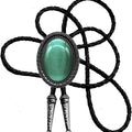 Moranse Bolo Tie With Emerald Blue and Black or More Colors Stone Celtic Style Genuine and Cowhide Rope