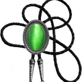 Moranse Bolo Tie With Emerald Blue and Black or More Colors Stone Celtic Style Genuine and Cowhide Rope