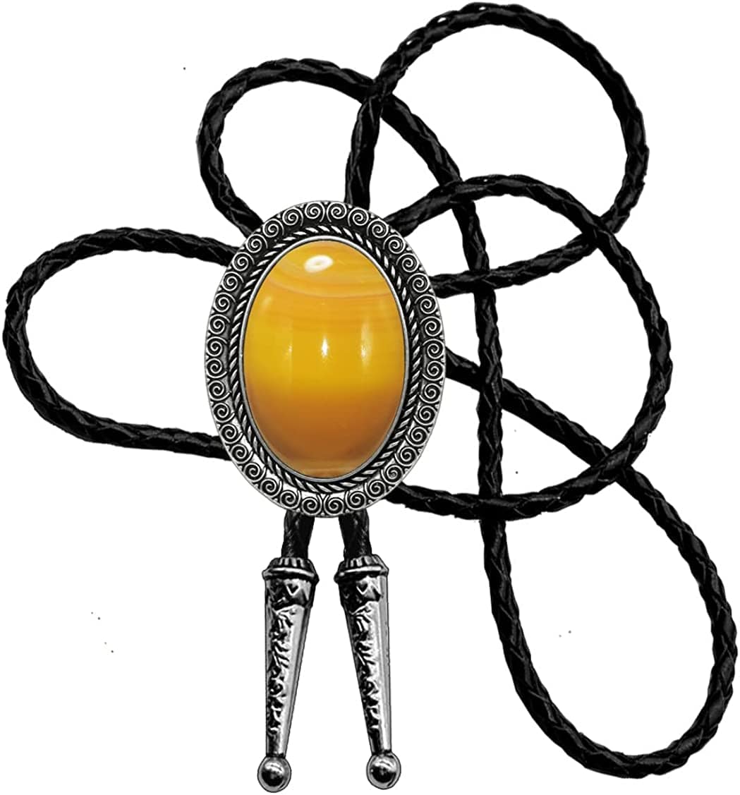 Moranse Bolo Tie With Emerald Blue and Black or More Colors Stone Celtic Style Genuine and Cowhide Rope