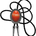 Moranse Bolo Tie With Emerald Blue and Black or More Colors Stone Celtic Style Genuine and Cowhide Rope