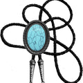 Moranse Bolo Tie With Emerald Blue and Black or More Colors Stone Celtic Style Genuine and Cowhide Rope