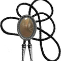 Moranse Bolo Tie With Emerald Blue and Black or More Colors Stone Celtic Style Genuine and Cowhide Rope