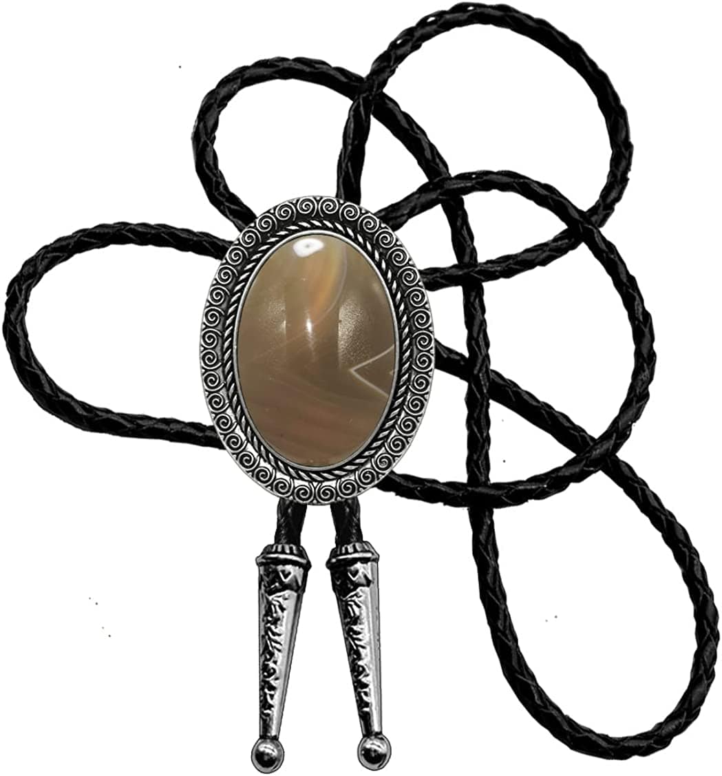 Moranse Bolo Tie With Emerald Blue and Black or More Colors Stone Celtic Style Genuine and Cowhide Rope