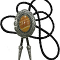 Moranse Bolo Tie With Emerald Blue and Black or More Colors Stone Celtic Style Genuine and Cowhide Rope