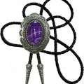 Moranse Bolo Tie With Emerald Blue and Black or More Colors Stone Celtic Style Genuine and Cowhide Rope