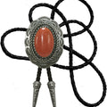 Moranse Bolo Tie With Emerald Blue and Black or More Colors Stone Celtic Style Genuine and Cowhide Rope