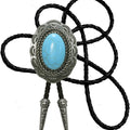 Moranse Bolo Tie With Emerald Blue and Black or More Colors Stone Celtic Style Genuine and Cowhide Rope