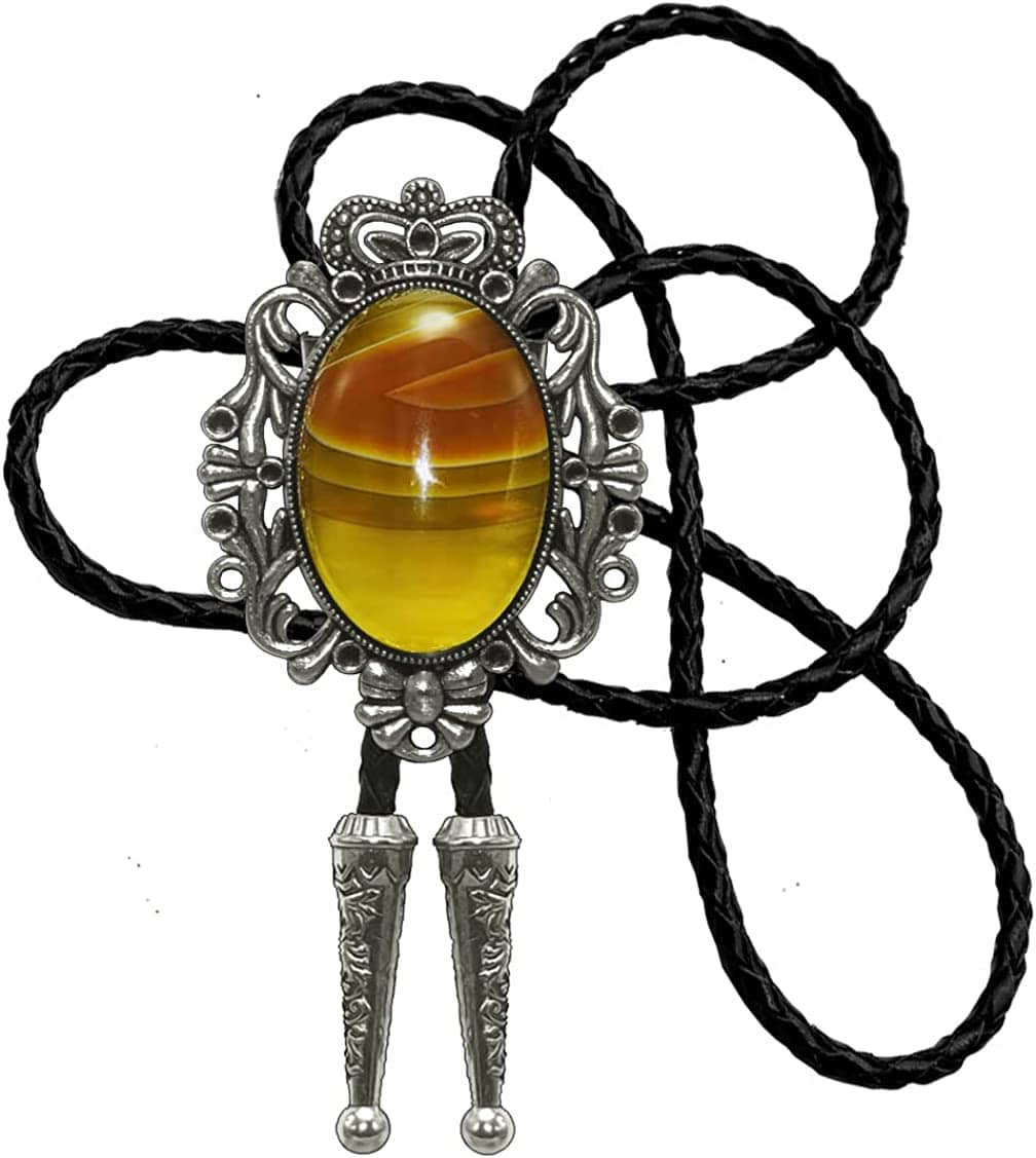 Moranse Bolo Tie Natural Colors Stone Western Celtic Style Genuine and Cowhide Rope