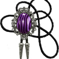 Moranse Bolo Tie Natural Colors Stone Western Celtic Style Genuine and Cowhide Rope, Black, One Size