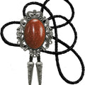 Moranse Bolo Tie Natural Colors Stone Western Celtic Style Genuine and Cowhide Rope, Black, One Size