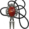 Moranse Bolo Tie Natural Colors Stone Western Celtic Style Genuine and Cowhide Rope, Black, One Size