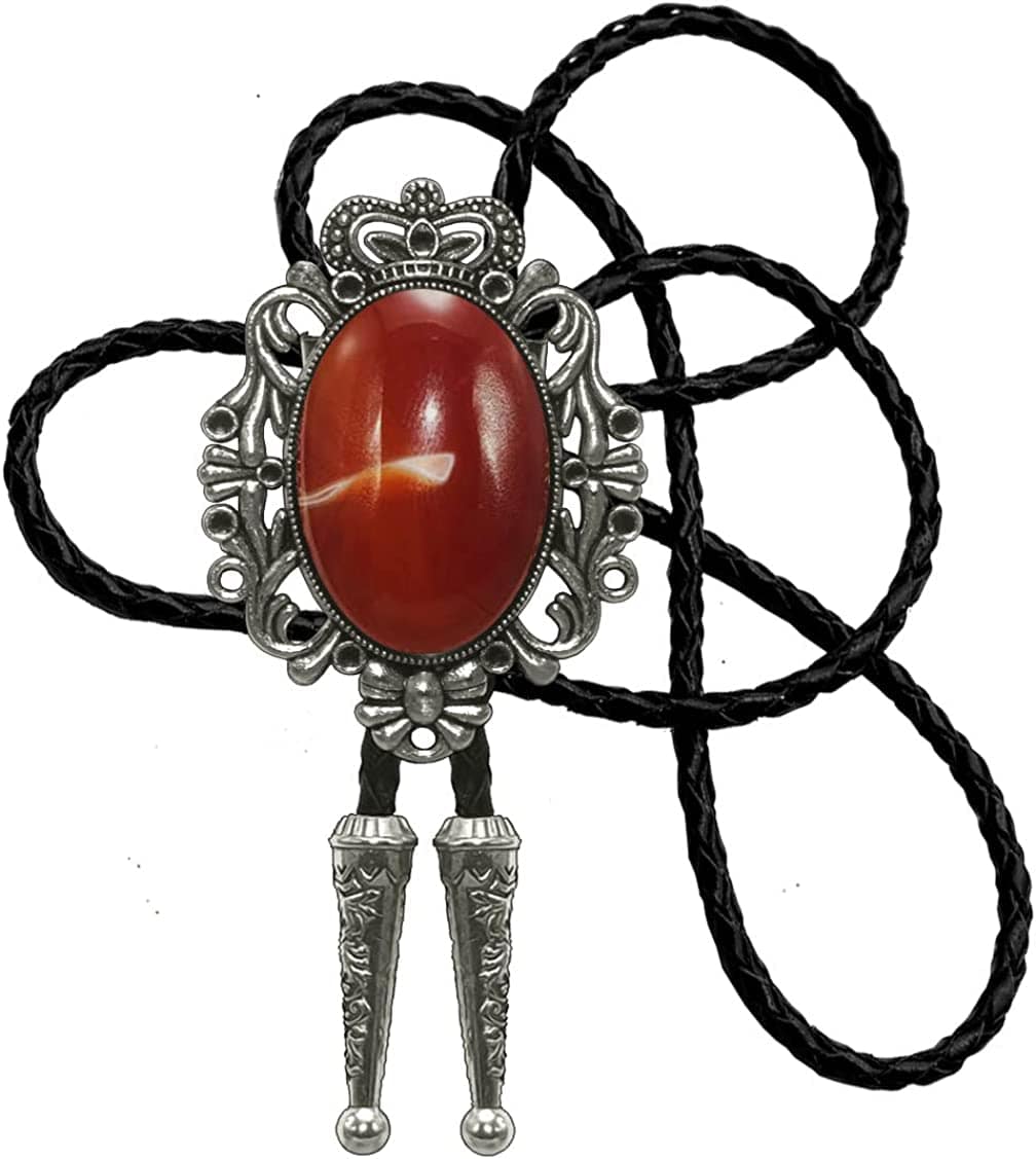 Moranse Bolo Tie Natural Colors Stone Western Celtic Style Genuine and Cowhide Rope