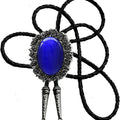Moranse Bolo Tie With Emerald Blue and Black or More Colors Stone Celtic Style Genuine and Cowhide Rope
