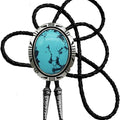Moranse Bolo Tie With Emerald Blue and Black or More Colors Stone Celtic Style Genuine and Cowhide Rope