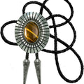 Moranse Celtic Style Bolo Tie with Natural Tiger Eye Stone and Genuine Cowhide Rope