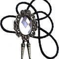 Moranse Bolo Tie Natural Colors Stone Western Celtic Style Genuine and Cowhide Rope, Black, One Size