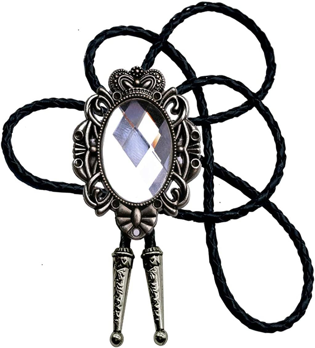 Moranse Bolo Tie Natural Colors Stone Western Celtic Style Genuine and Cowhide Rope