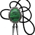 Moranse Bolo Tie With Emerald Blue and Black or More Colors Stone Celtic Style Genuine and Cowhide Rope