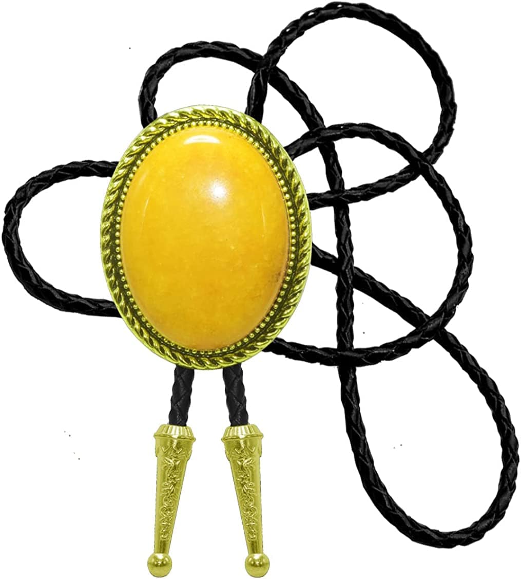 Moranse Bolo Tie With Emerald Blue and Black or More Colors Stone Celtic Style Genuine and Cowhide Rope