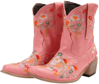 GorrasVaqueras cowgirl boots Pink / US Size 5 (22.5 cm) Heelchic women vintage flower embroidered cowgirl boots retro short western ankle boots