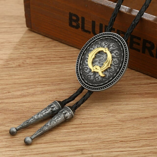 GorrasVaqueras Q KDG western cowboy zinc alloy BOLO tie